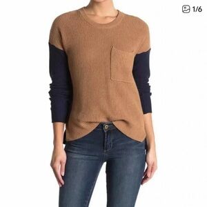 Madewell Women's Tan and Navy Colorblock Sweater XS - like new!